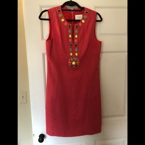 Kate Spade pink linen dress with embellishment